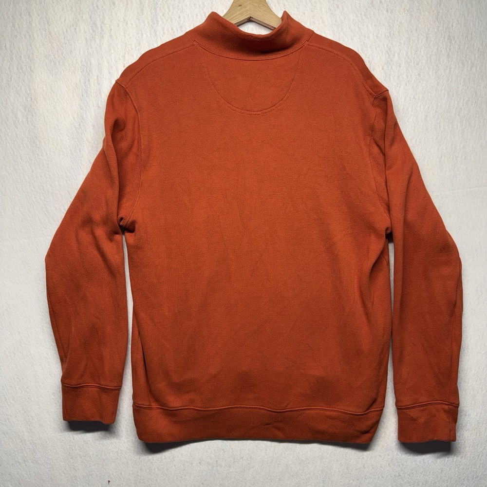 Lands End Mens Large Burnt Orange 100% Cotton Quarter Zip Pullover Sweater - Picture 2 of 14